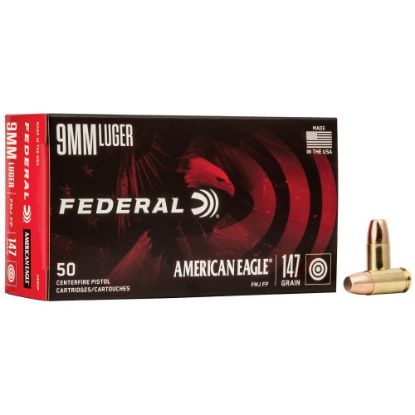 Picture of FEDERAL AMERICAN EAGLE 9MM 147GR FP SUB-SONIC, 50RD/BOX