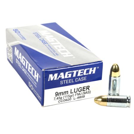 Picture of MAGTECH 9MM 115GR FMJ STEEL CASE, 50RD BOX