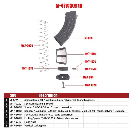 Picture of AK47 7.62 RESTRICTED 10RD WAFFLE MAG BLACK NEW, BULGARIAN CIRCLE 10