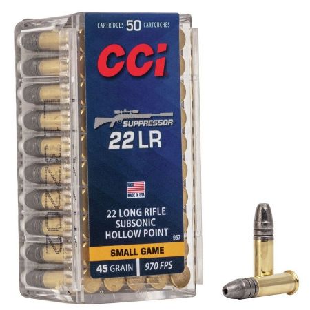 Picture of CCI SUPPRESSOR .22LR 45GR SUBSONIC HOLLOW POINT, 50RD/BOX