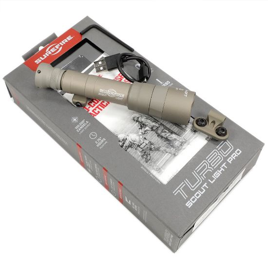 Picture of SUREFIRE M640DFT SCOUT LIGHT TURBO 18650 RECHARGEABLE, 700 LUMENS, 1913 PICATINNY & MLOK MOUNT, TAN