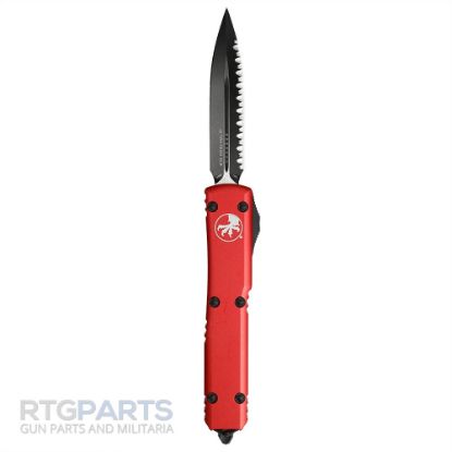 Picture of MICROTECH ULTRATECH D/E OTF AUTOMATIC KNIFE, RED, 3.4 INCH, SERRATED, 122-3RD