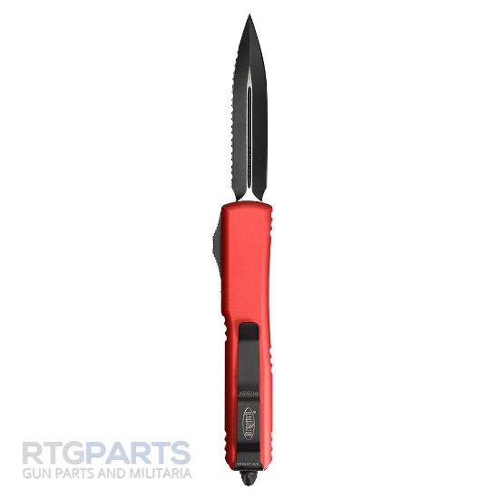 Picture of MICROTECH ULTRATECH D/E OTF AUTOMATIC KNIFE, RED, 3.4 INCH, SERRATED, 122-3RD