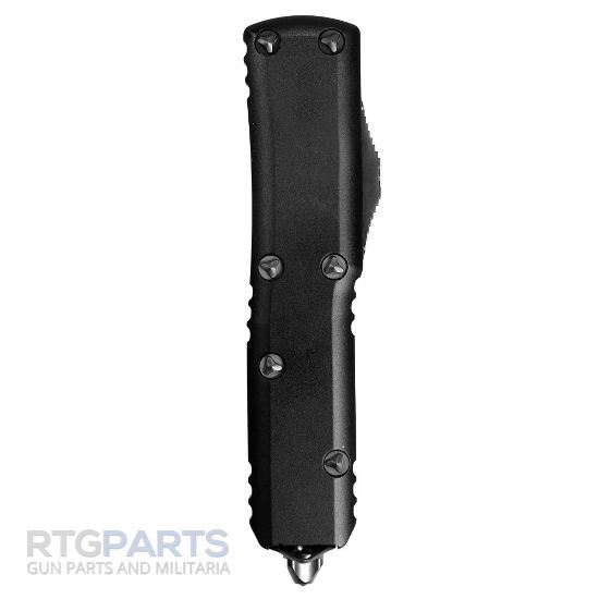 Picture of MICROTECH UTX-85 HELLHOUND DEEP ENGRAVED OTF AUTOMATIC KNIFE, BLACK, 3.125 INCH, 719-1DLCTSH