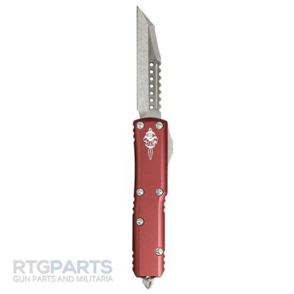 Picture of MICROTECH UTX-85 WARHOUND OTF AUTOMATIC KNIFE, MERLOT, 3.125 INCH, STONEWASH, 719W-10MRS