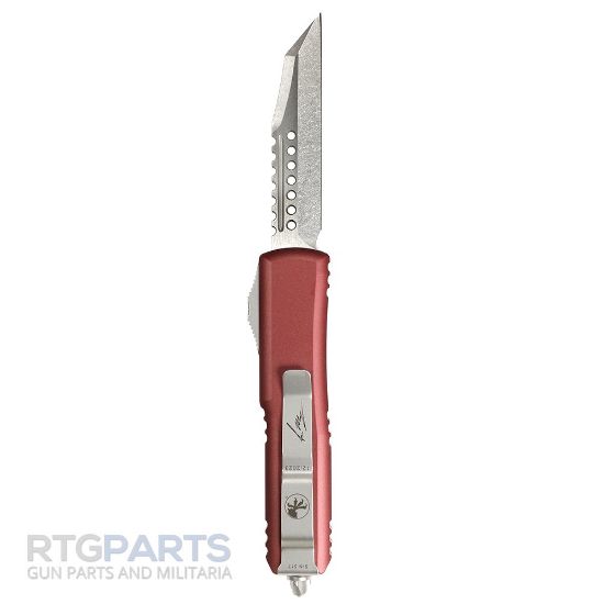 Picture of MICROTECH UTX-85 WARHOUND OTF AUTOMATIC KNIFE, MERLOT, 3.125 INCH, STONEWASH, 719W-10MRS