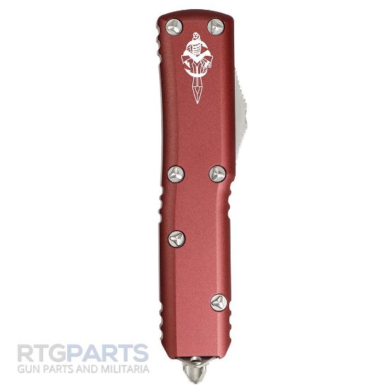 Picture of MICROTECH UTX-85 WARHOUND OTF AUTOMATIC KNIFE, MERLOT, 3.125 INCH, STONEWASH, 719W-10MRS