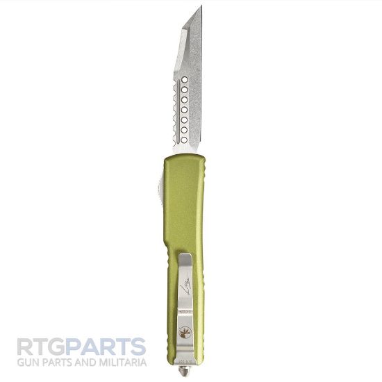 Picture of MICROTECH UTX-70 WARHOUND OTF AUTOMATIC KNIFE, OD GREEN, 2.4 INCH, STONEWASH, 419W-10ODS