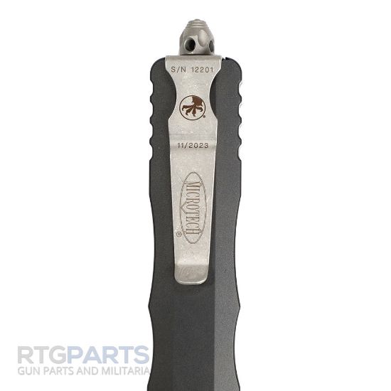 Picture of MICROTECH DIRAC DELTA D/E OTF AUTOMATIC KNIFE, BLACK, 3.75 INCH, APOCALYPTIC, SERRATED, 227-11AP