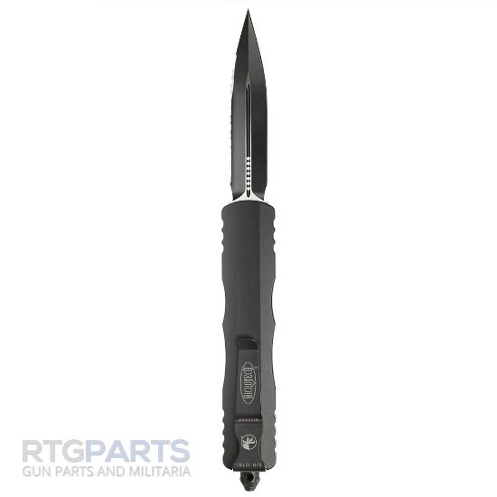 Picture of MICROTECH DIRAC DELTA D/E OTF AUTOMATIC KNIFE, BLACK, 3.75 INCH, TACTICAL, SERRATED, 227-3T