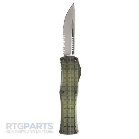 Picture of MICROTECH HERA S/E FRAG OTF AUTOMATIC KNIFE, GRENADE GREEN, 3 INCH, APOCALYPTIC, SERRATED, 703-12APFRGS