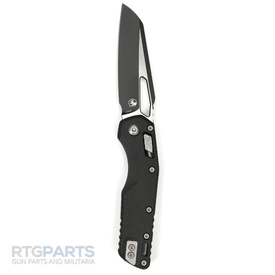Picture of MICROTECH STANDARD ISSUE MSI, S/E, RAM-LOK, BLACK G10, 3.9 INCH, TWO-TONE, 210-1FLGTBK