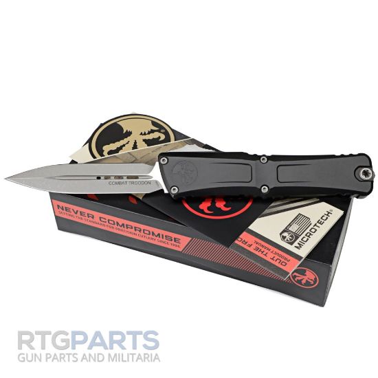 Picture of MICROTECH COMBAT TROODON GEN III D/E OTF AUTOMATIC KNIFE, BLACK, 4 INCH, APOCALYPTIC, 1142-10AP