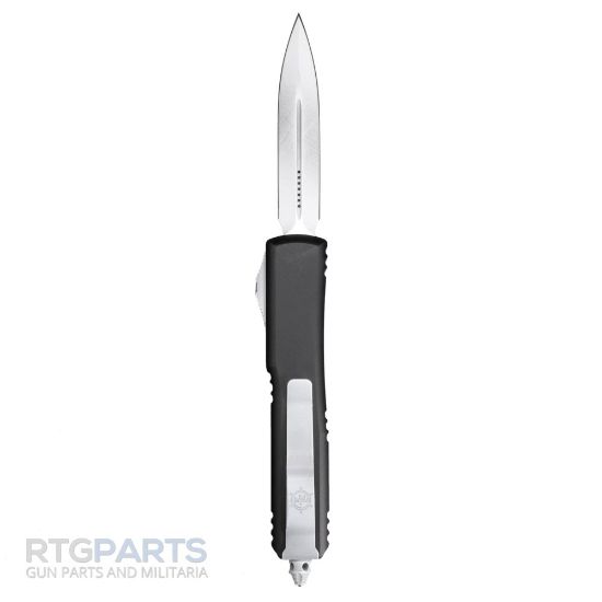 Picture of MICROTECH ULTRATECH STEAMBOAT WILLIE, D/E OTF, BLACK, 3.4 INCH, DISTRESSED WHITE, 122-1SB