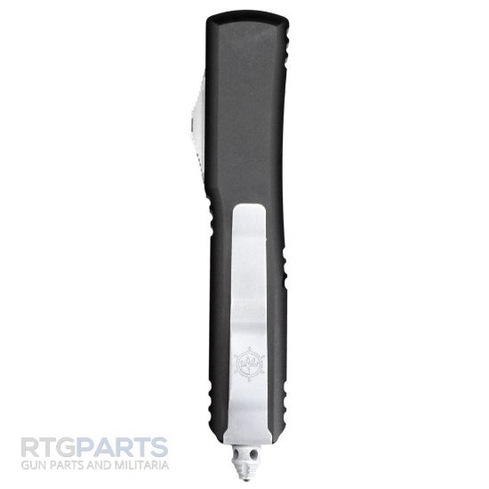 Picture of MICROTECH ULTRATECH STEAMBOAT WILLIE, D/E OTF, BLACK, 3.4 INCH, DISTRESSED WHITE, 122-1SB