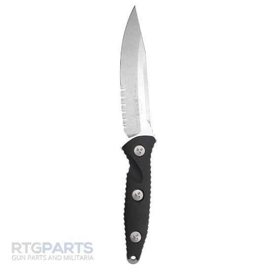 Picture of MICROTECH SOCOM ALPHA FIXED BLADE KNIFE, S/E, G10 BLACK, 5.6 INCH, STONEWASH, 113-11