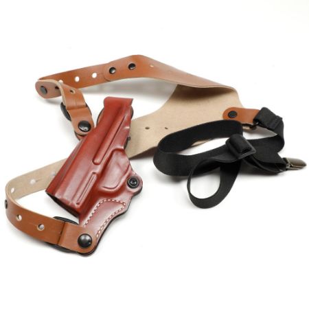 Picture of DESANTIS GUNHIDE 11Z CEO SIG SAUER P365 LEFT HAND SHOULDER HOLSTER, TAN LEATHER