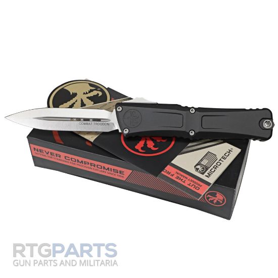 Picture of MICROTECH COMBAT TROODON GEN III D/E OTF AUTOMATIC KNIFE, BLACK, 4 INCH, STONEWASH, 1142-10