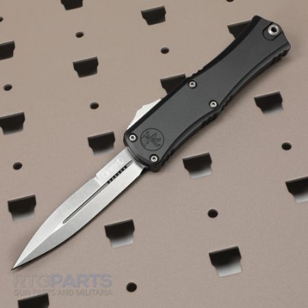 Picture of MICROTECH HERA II MINI D/E BAYONET OTF, AUTOMATIC KNIFE, BLACK, 3 INCH, STONEWASH, 1701M-10