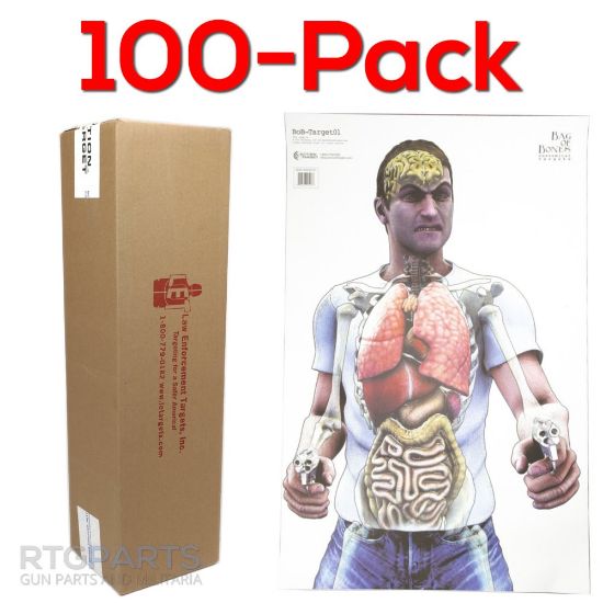 Picture of 100-PACK OF BAG OF BONES, MAN WITH TWO GUNS, THREAT TARGET/ VITAL ANATOMY, 23x35", ACTION TARGET