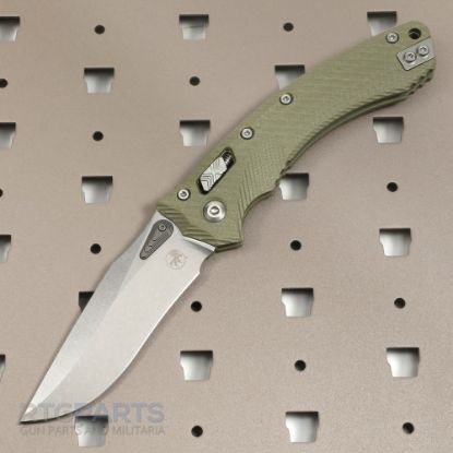Picture of MICROTECH AMPHIBIAN, S/E, RAM-LOK, OD GREEN, FLUTED G10, 3.9 INCH, STONEWASH, 137RL-10FLGTOD