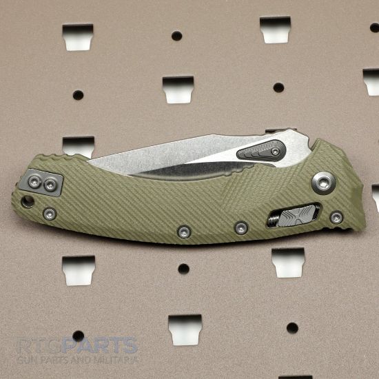 Picture of MICROTECH AMPHIBIAN, S/E, RAM-LOK, OD GREEN, FLUTED G10, 3.9 INCH, STONEWASH, 137RL-10FLGTOD