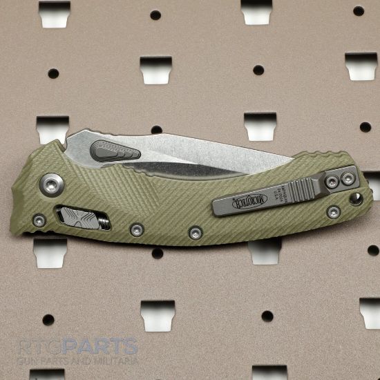 Picture of MICROTECH AMPHIBIAN, S/E, RAM-LOK, OD GREEN, FLUTED G10, 3.9 INCH, STONEWASH, 137RL-10FLGTOD
