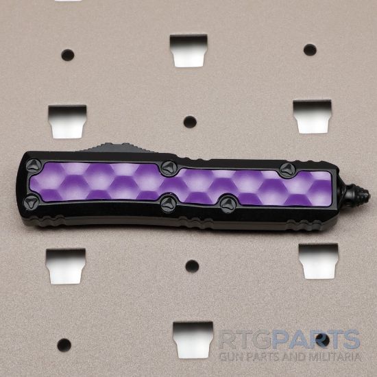 Picture of MICROTECH DAYTONA D/E OTF AUTOMATIC KNIFE, BLACK/PURPLE BUBBLE INLAY, 3.125 INCH, 126-1BIPUS