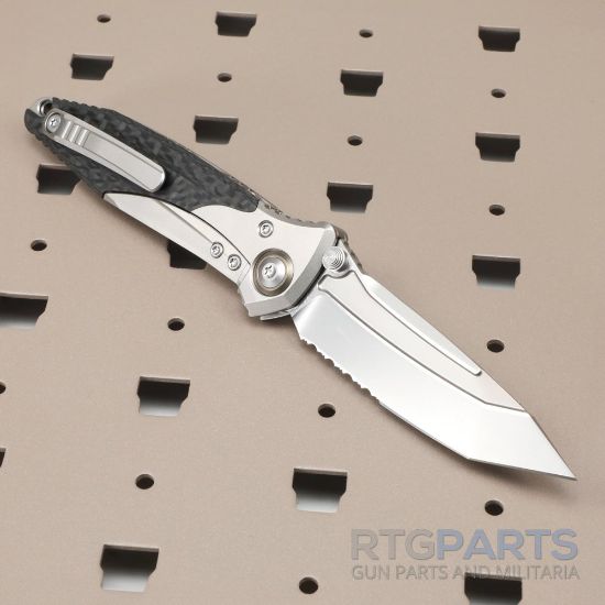 Picture of MICROTECH SOCOM BRAVO MINI T/E FRAME LOCK KNIFE, CARBON FIBER/TITANIUM, 3.4 INCH, SERRATED, 261M-8CFTI