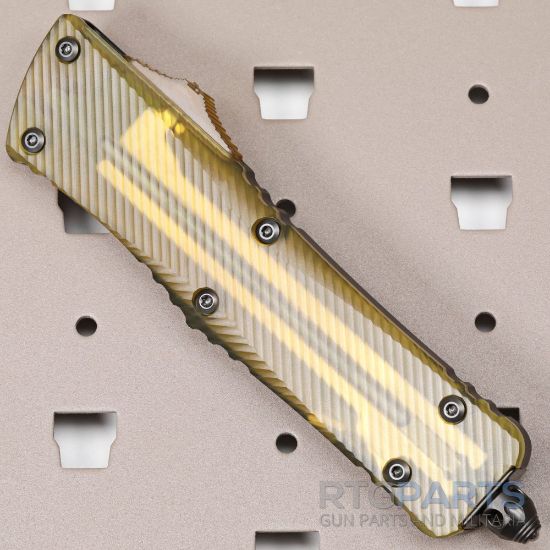 Picture of MICROTECH COMBAT TROODON SHADOW D/E OTF, BLACK/ULTEM, 3.75 INCH, DLC DAMASCUS SIGNATURE SERIES, 142-16DLCTULS