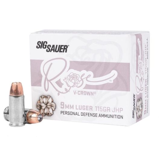 Picture of SIG AMMO 9MM 115GR ELITE V-CROWN ROSE JHP, DESIGNED FOR SHORT BARRELS, 20RD BOX