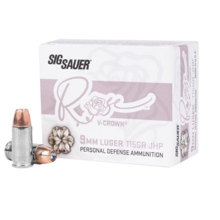 Picture of SIG AMMO 9MM 115GR ELITE V-CROWN ROSE JHP, DESIGNED FOR SHORT BARRELS, 20RD BOX