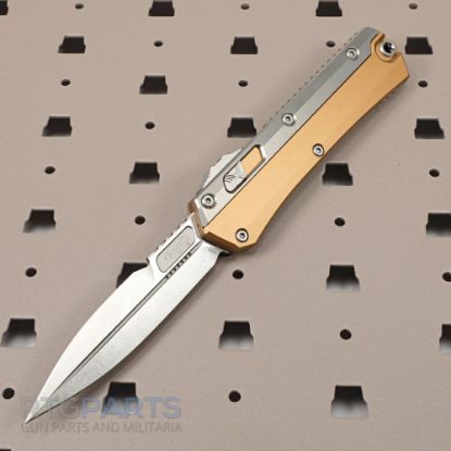 Picture of MICROTECH GLYKON D/E OTF AUTOMATIC KNIFE, TAN, 3.75 INCH, STONEWASH, 184-10TA