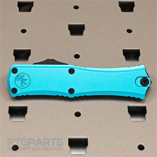 Picture of MICROTECH HERA II MINI D/E BAYONET OTF, AUTOMATIC KNIFE, TURQUOISE, 3 INCH, SERRATED, 1701M-4TQ