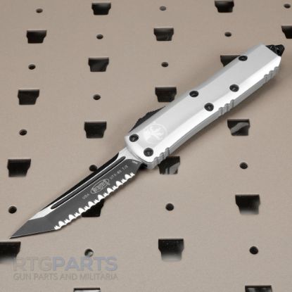 Picture of MICROTECH UTX-85 T/E OTF AUTOMATIC KNIFE, NATURAL CLEAR, 3.125 INCH, SERRATED, 233-3CR