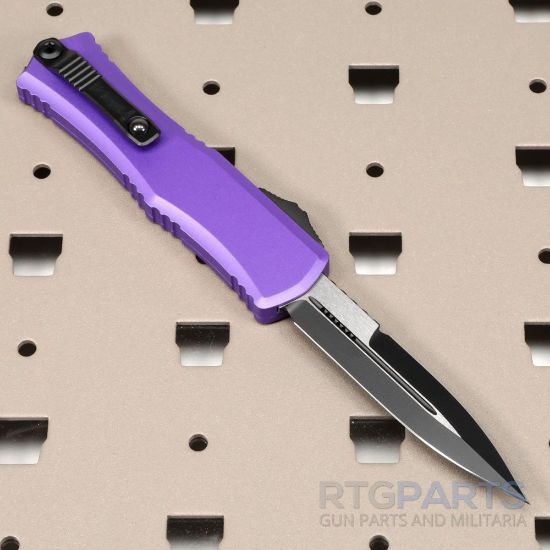 Microtech Hera II Mini, OTF, Automatic Knife, Purple, 3 Inch, Double Edge, Bayonet, Black Blade, Titanium Clip, 100% Made in the USA, 841768166832, MICROTECH-1701M-1PU, RTG Parts
