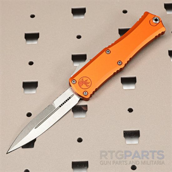 Picture of MICROTECH HERA II MINI D/E BAYONET OTF, AUTOMATIC KNIFE, ORANGE, 3 INCH, STONEWASH, 1701M-10OR