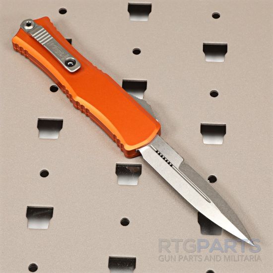 Picture of MICROTECH HERA II MINI D/E BAYONET OTF, AUTOMATIC KNIFE, ORANGE, 3 INCH, STONEWASH, 1701M-10OR