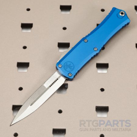 Picture of MICROTECH HERA II MINI D/E BAYONET OTF, AUTOMATIC KNIFE, BLUE, 3 INCH, STONEWASH, 1701M-10BL