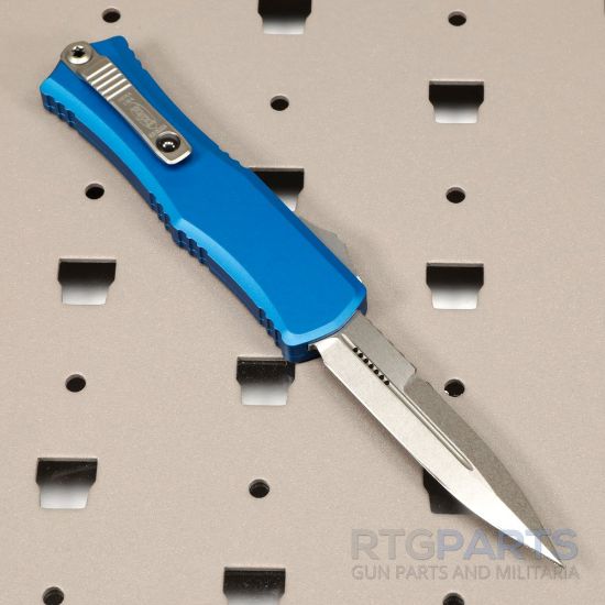 Picture of MICROTECH HERA II MINI D/E BAYONET OTF, AUTOMATIC KNIFE, BLUE, 3 INCH, STONEWASH, 1701M-10BL