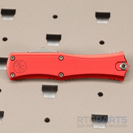 Picture of MICROTECH HERA II MINI D/E BAYONET OTF, AUTOMATIC KNIFE, RED, 3 INCH, STONEWASH, SERRATED, 1701M-11RD