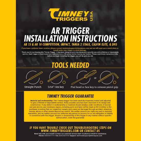 Picture of TIMNEY AR PRO 2LB TWO STAGE FLAT TRIGGER, AR-15 / AR-10 