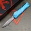 Picture of MICROTECH HERA II MINI S/E RECURVE OTF, AUTOMATIC KNIFE, BLUE, 3 INCH, STONEWASH, 1705M-10BL