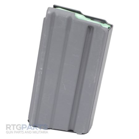 D&H AR15 Straight 20rd 5.56 Magazine, Hardcoat Anodized Finish, Green Follower, Gray, 5.56, 556, 5.56x45, 5.56 NATO, M4 M16, MilSpec, Mil-Spec, 20-AL-ST-GDF-GF, RTG Parts