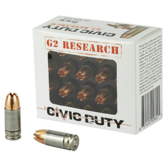 Picture of G2 RESEARCH CIVIC DUTY 9MM 94GR HOLLOW POINT,  20RD BOX