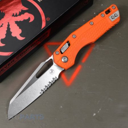 Picture of MICROTECH STANDARD ISSUE MSI, S/E, RAM-LOK, ORANGE POLYMER, 3.9 INCH, STONEWASH, SERRATED, 210T-11PMOR