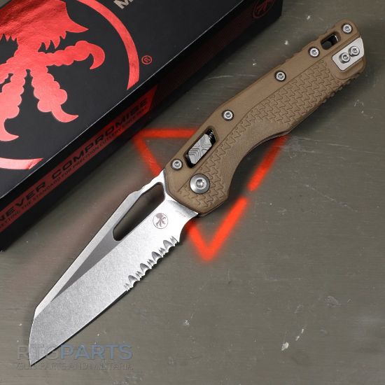 Picture of MICROTECH STANDARD ISSUE MSI, S/E, RAM-LOK, DARK EARTH POLYMER, 3.9 INCH, STONEWASH, SERRATED, 210T-11PMDE