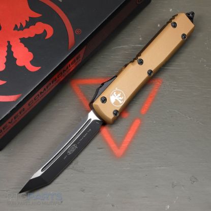 Picture of MICROTECH ULTRATECH T/E OTF AUTOMATIC KNIFE, TAN, 3.4 INCH, BLACK BLADE, 123-1TA