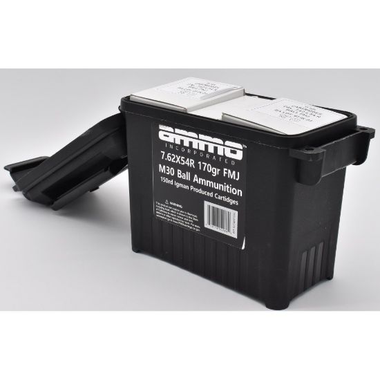 Picture of AMMO INC 7.62X54R BRASS CASED 170GR FMJ M30 BALL, 150RD CAN