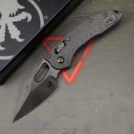 Picture of MICROTECH STITCH, S/E, RAM-LOK, FLUTED CARBON FIBER SCALES, 3.7 INCH DLC BLADE, 169RL-1DLCTFLCFS